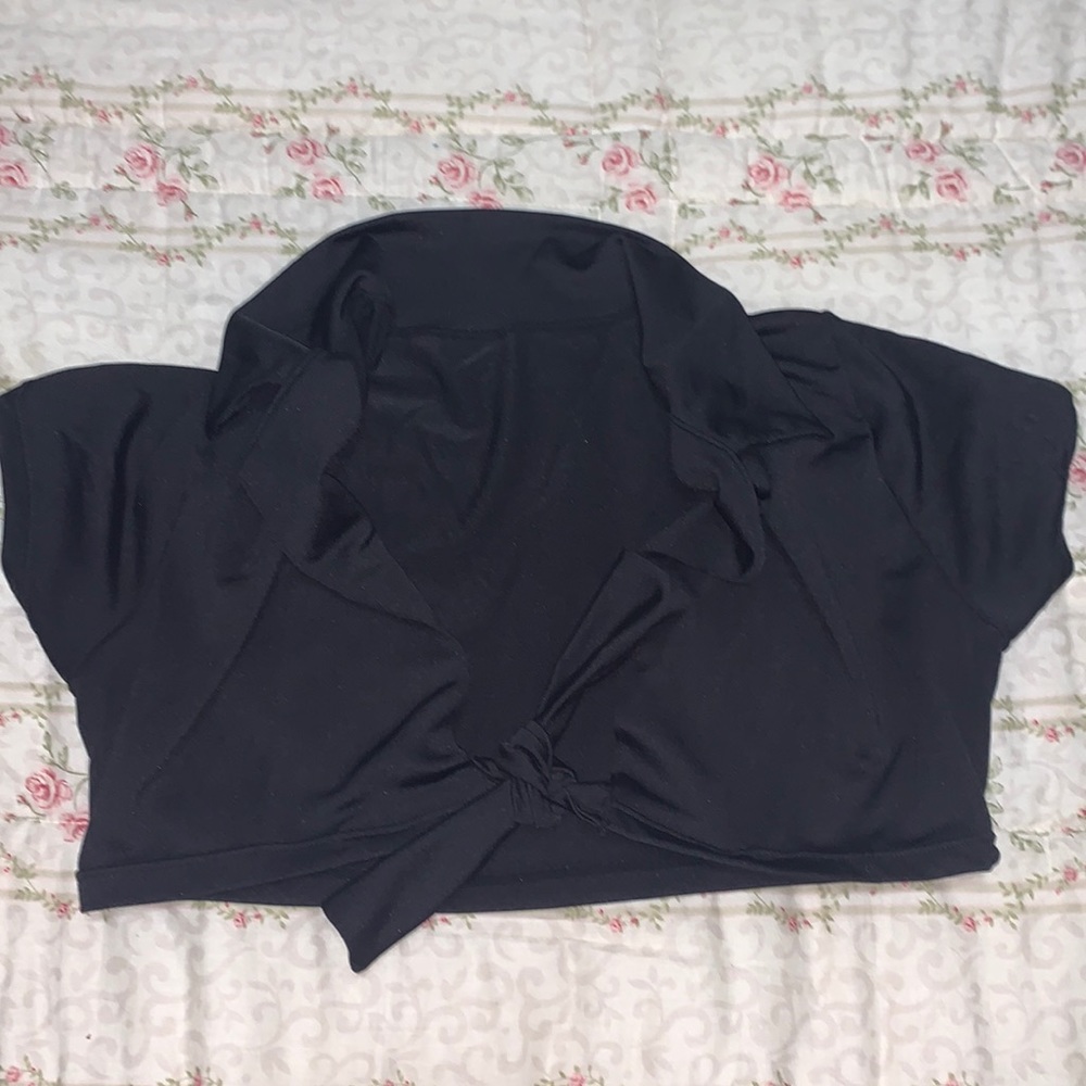 Cute black tie crop top
